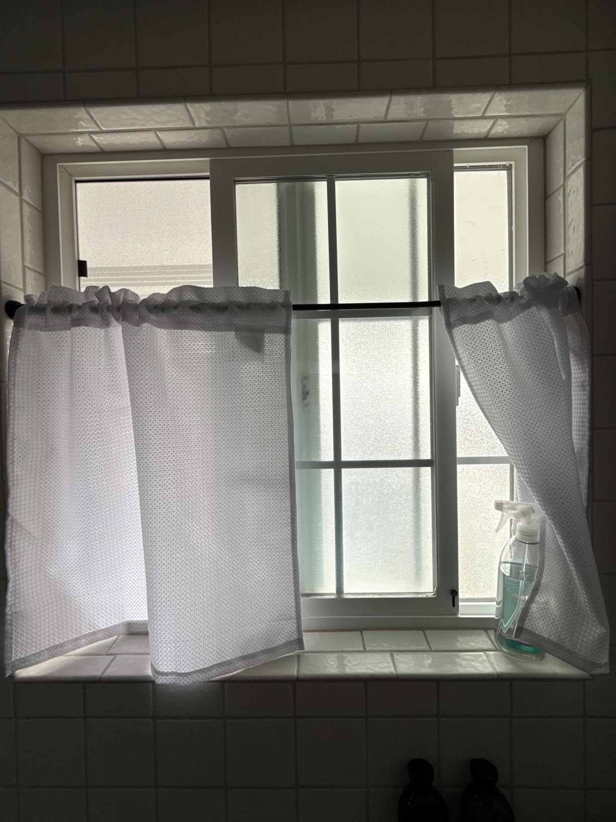 Home Queen White Waffle Bathroom Window Curtains, 24 W X 36 L Inch Each customer photo 2