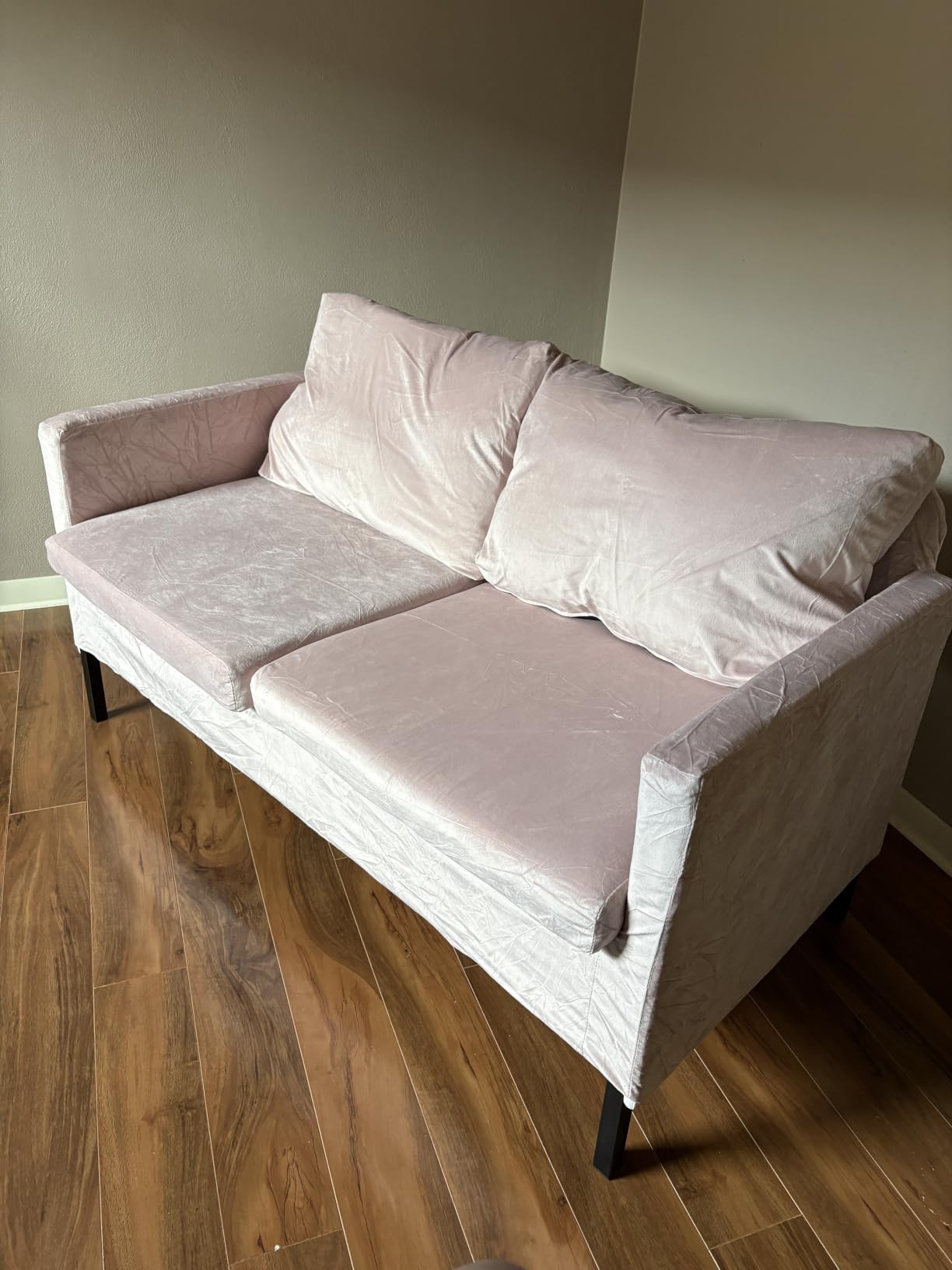 TYBOATLE 51'' Dark Grey Small Couch Loveseat, 2-Seater Linen Sofa customer photo 1