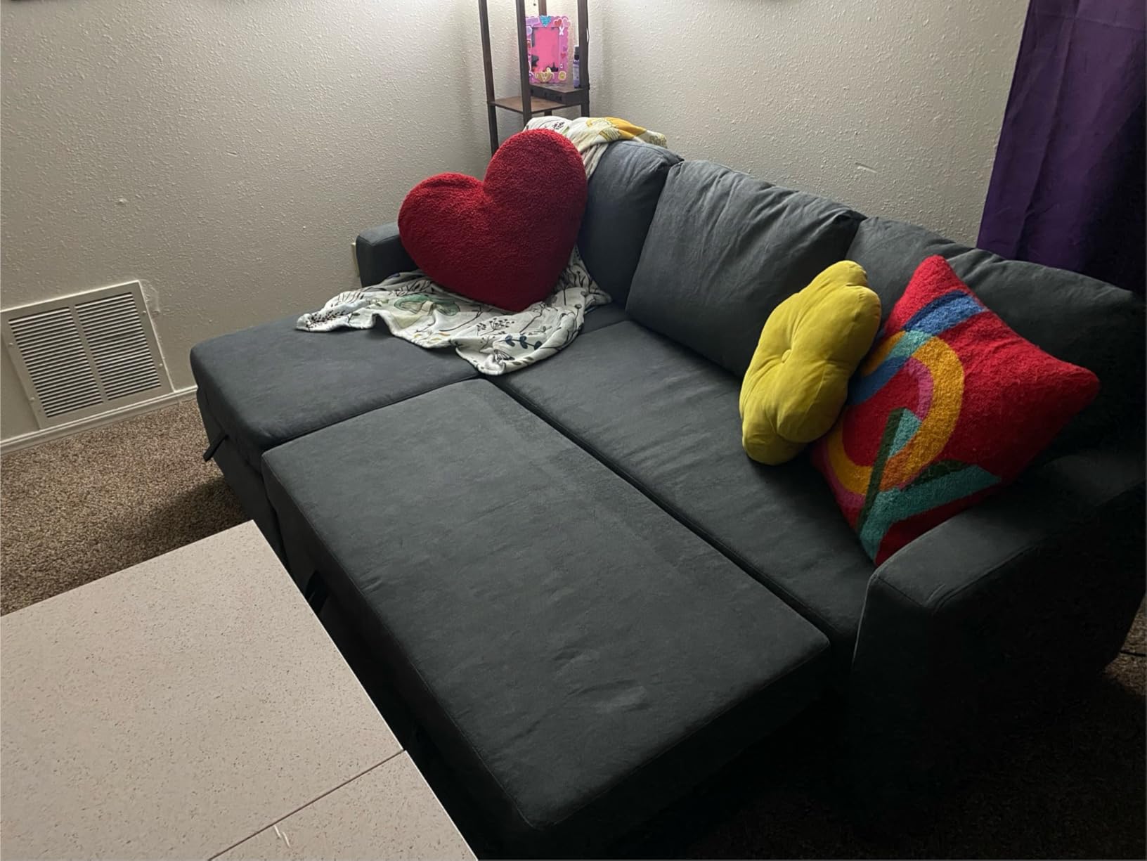 Yaheetech L Shaped Pull Out Sectional Sofa Bed with Storage, Black customer photo 1