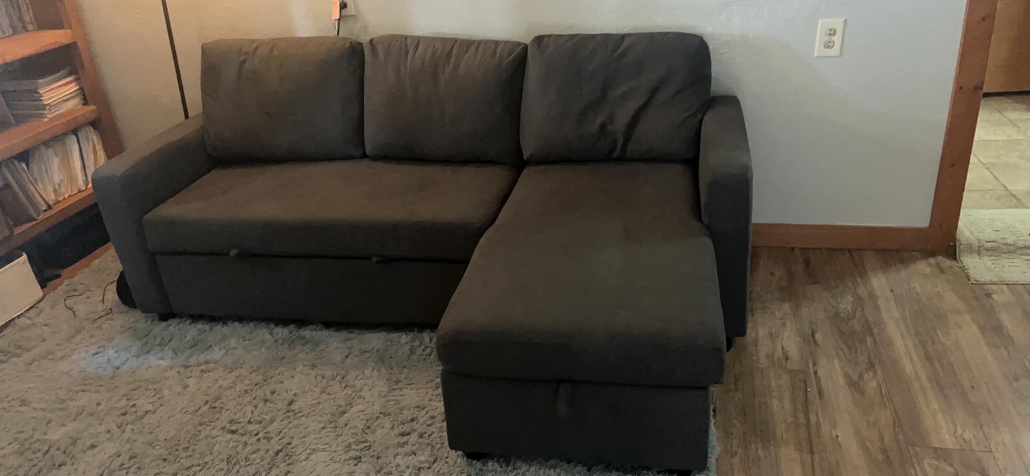 Yaheetech L Shaped Pull Out Sectional Sofa Bed with Storage, Black customer photo 2