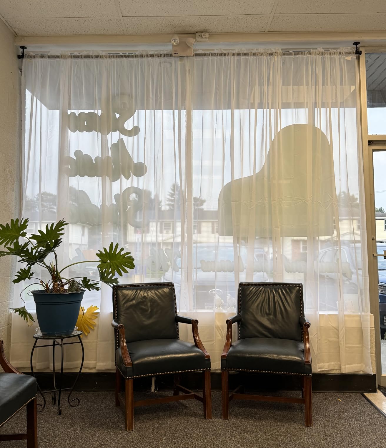 Lecloud Grey Sheer Curtains 63 Inch Length for Bedroom, 2 Panels customer photo 1