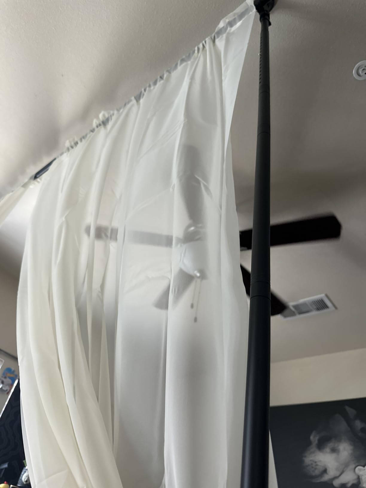 Lecloud Grey Sheer Curtains 63 Inch Length for Bedroom, 2 Panels customer photo 2