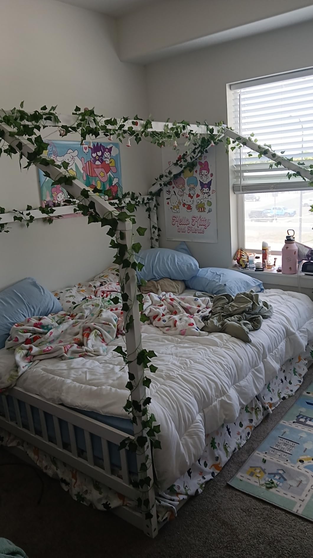 Bellemave Queen House Bed with Roof Wood Montessori Floor Beds for Kids Wood House Floor Bed Frame for Girls Boys Teens Adults, No Spring Box Needed, White customer photo 1