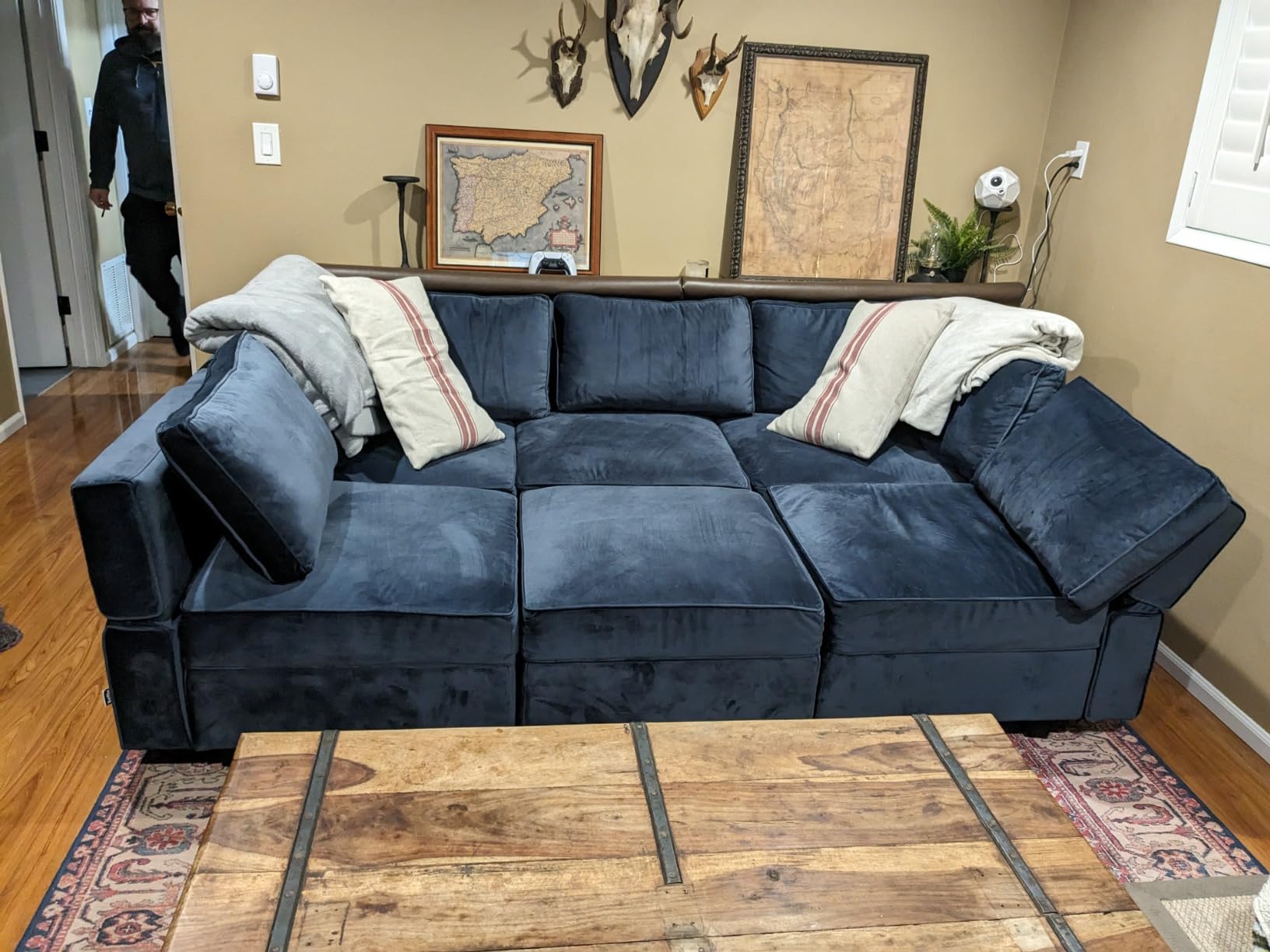 Belffin Modular Velvet Sectional Sofa with Chaise Lounge Sectional Sleeper Sofa with Storage Chaise Bed Couch for Living Room Grey customer photo 1