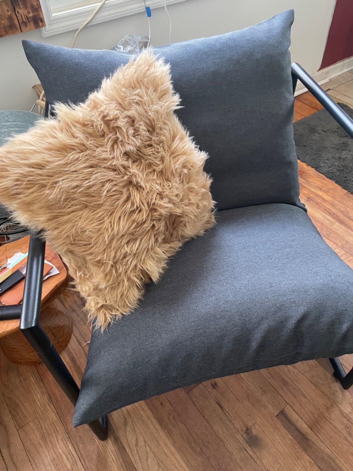 Zinus Aidan Sling Accent Chair, Metal Framed Armchair with Shredded Foam Cushioning, Dark Grey customer photo 1