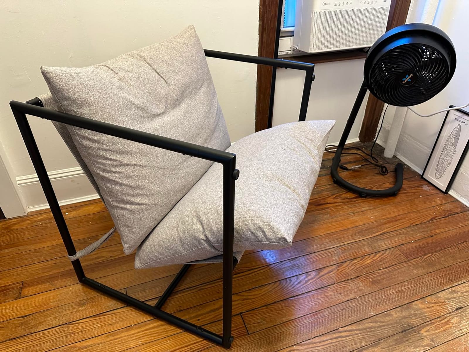 Zinus Aidan Sling Accent Chair, Metal Framed Armchair with Shredded Foam Cushioning, Dark Grey customer photo 2