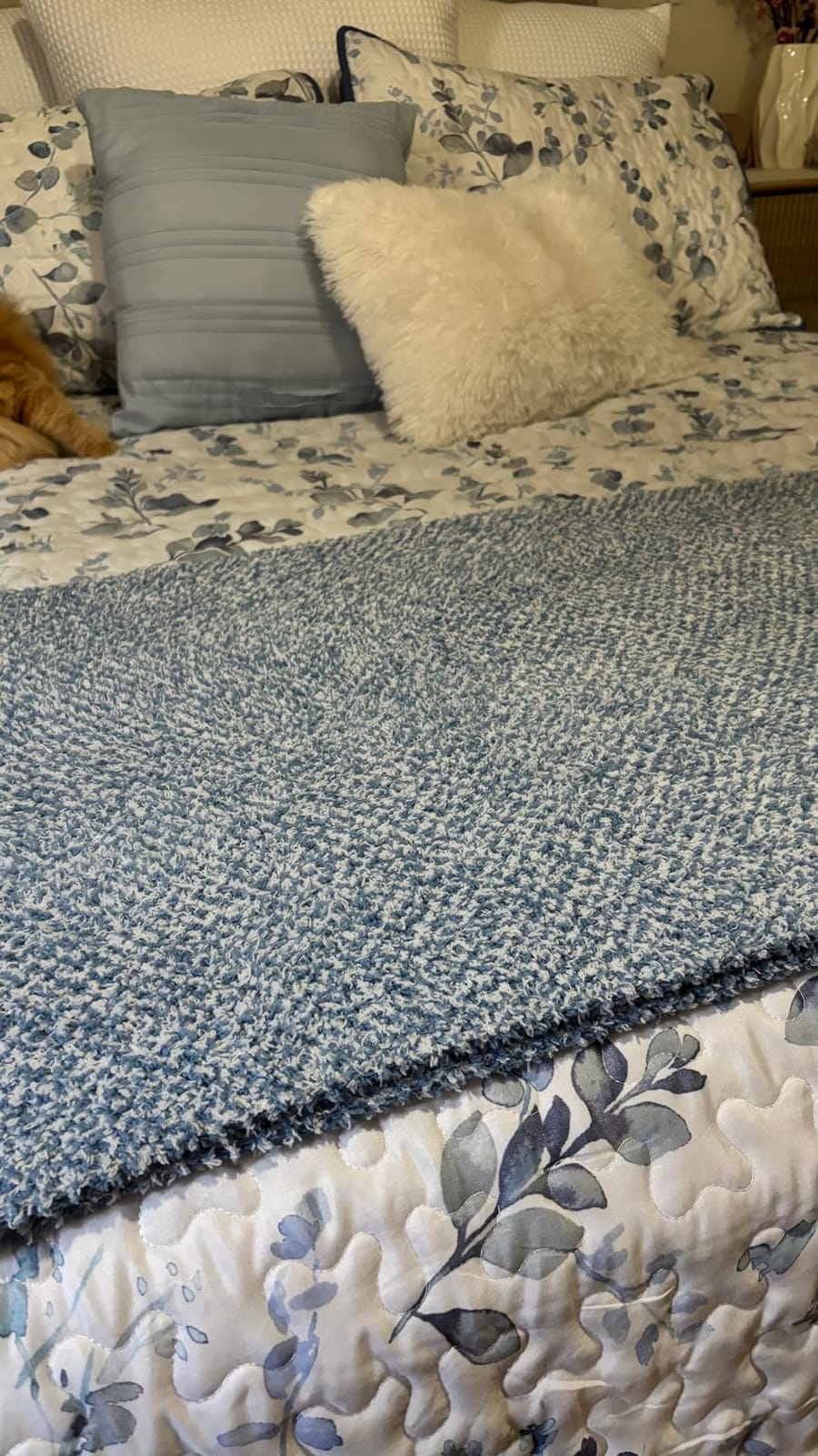 Snuggle Sac Blue Throw Blankets for Couch, Reversible Super Soft Warm Blankets Cozy Knit Blanket Fuzzy Plush Throws for Sofa, Bed, Gift, Heather Blue, 50 x 60 inches customer photo 1