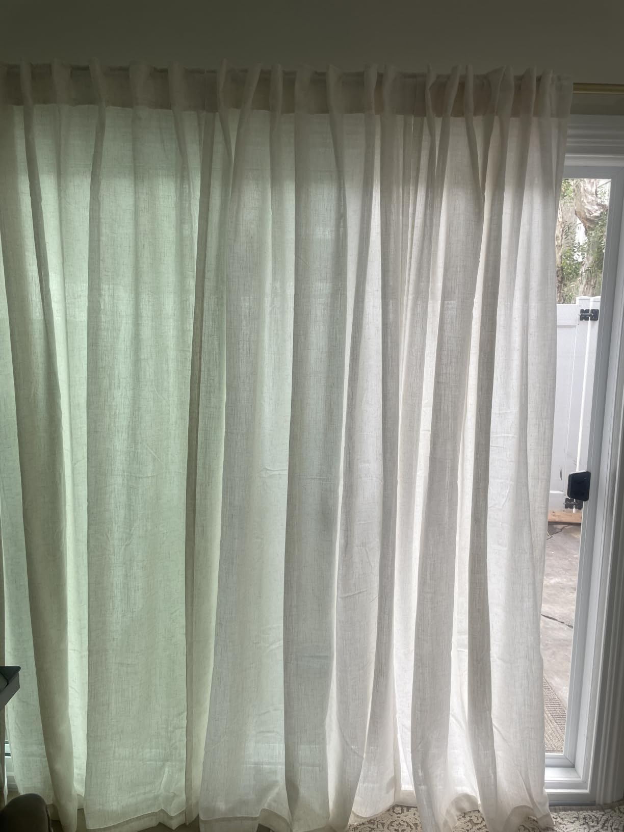 Cream Linen Back Tab Curtains 84 Inch Length for Living Room 2 Panel Set Neutral Modern Farmhouse Window Privacy Semi Sheer Linen Drapes Rustic Pinch Pleated Look Curtain Natural Ivory Colored customer photo 2