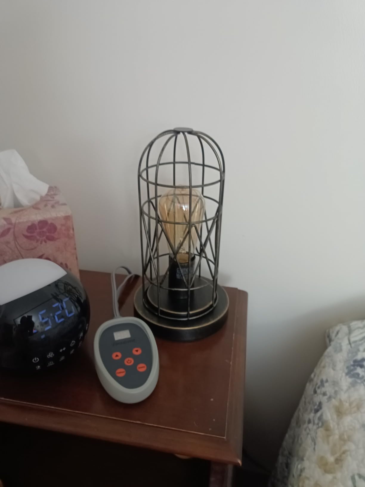 Small Table Lamp, 3-Way Dimmable Bedside Lamp with Brushed White Oak Cage customer photo 1