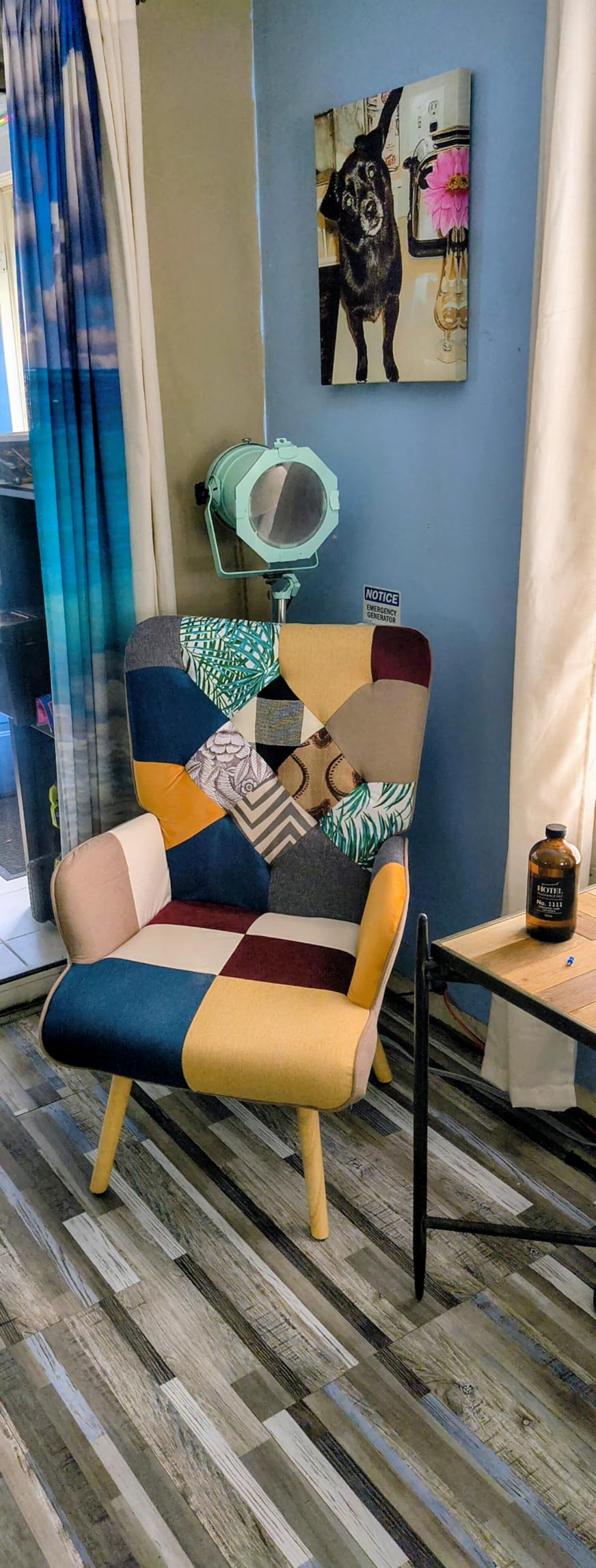 Joysoul Living Room Accent Chair, Modern High Back Armchair, Boho Patchwork Fabric Chair, Colorful Upholstered Reading Chair with Solid Wood Legs for Bedroom, Small Space customer photo 1