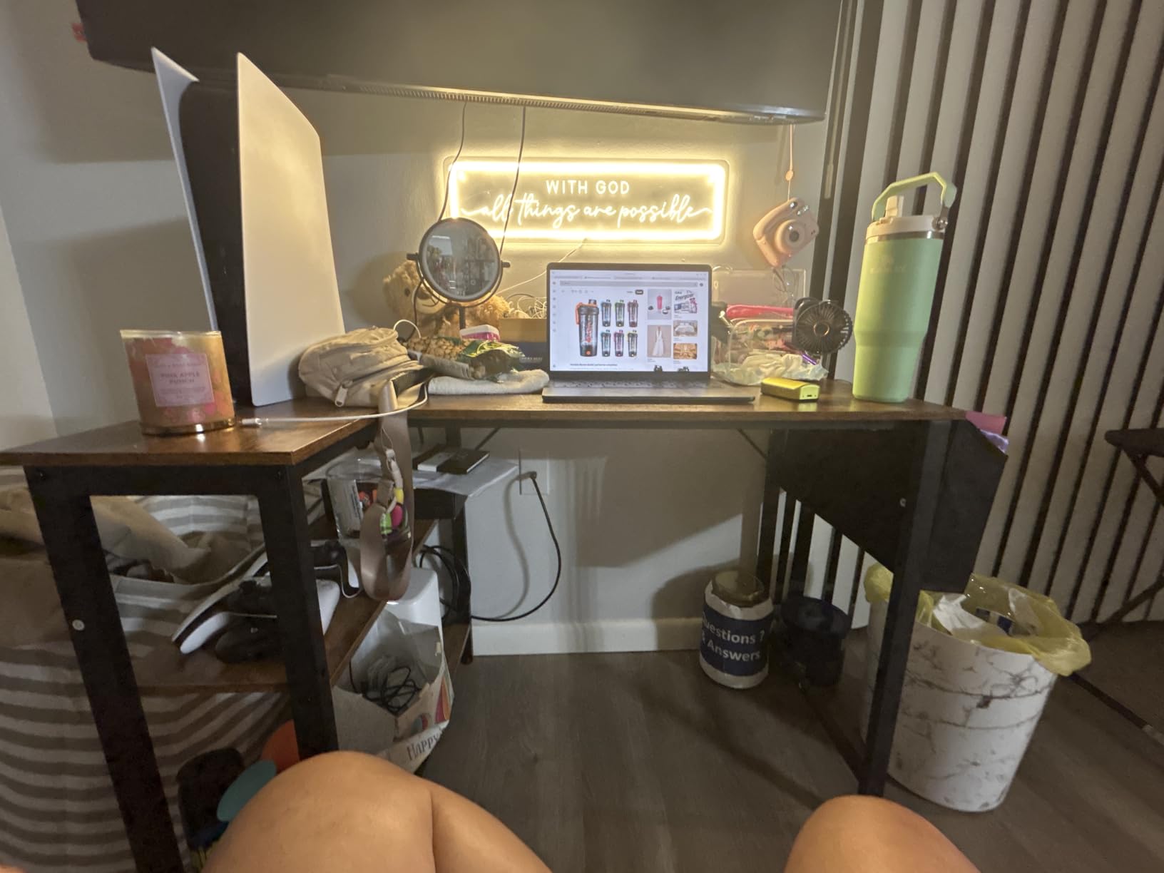 Lufeiya White L Shaped Computer Desk with Power Outlet Shelves, 40 Inch Small Reversible Corner Desk for Small Space Home Office, L-Shaped Desk PC Desks, White customer photo 1