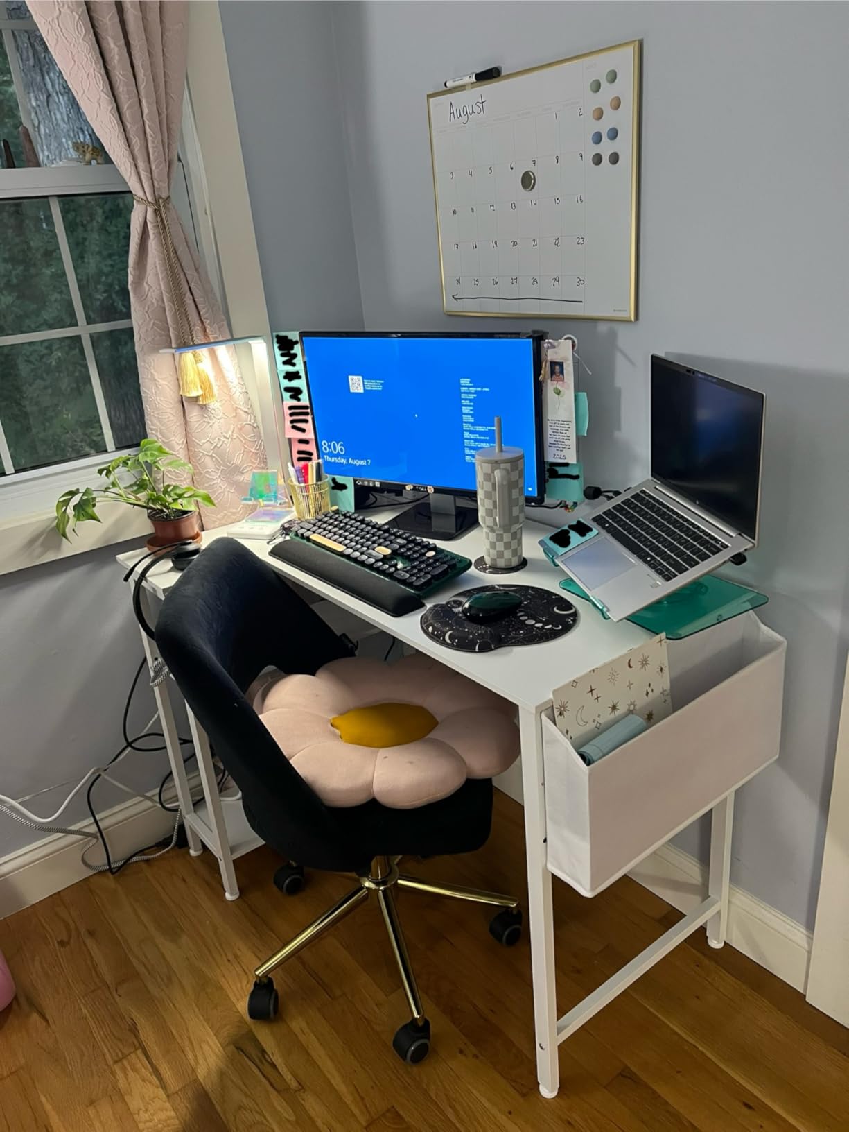 Lufeiya White L Shaped Computer Desk with Power Outlet Shelves, 40 Inch Small Reversible Corner Desk for Small Space Home Office, L-Shaped Desk PC Desks, White customer photo 2