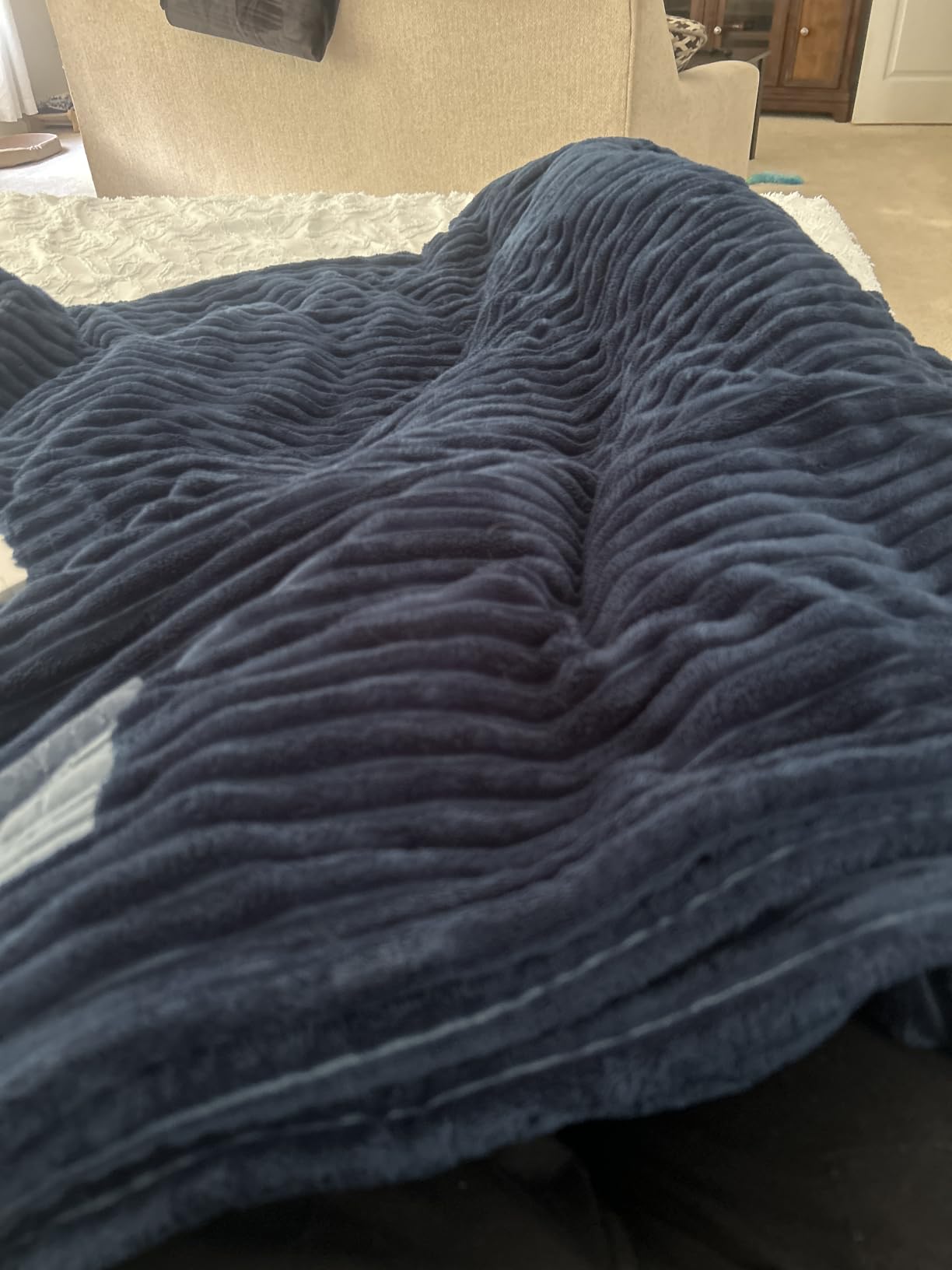 Bedsure Ribbed Electric Blanket Twin, Navy Heated Blanket, Preheat customer photo 1