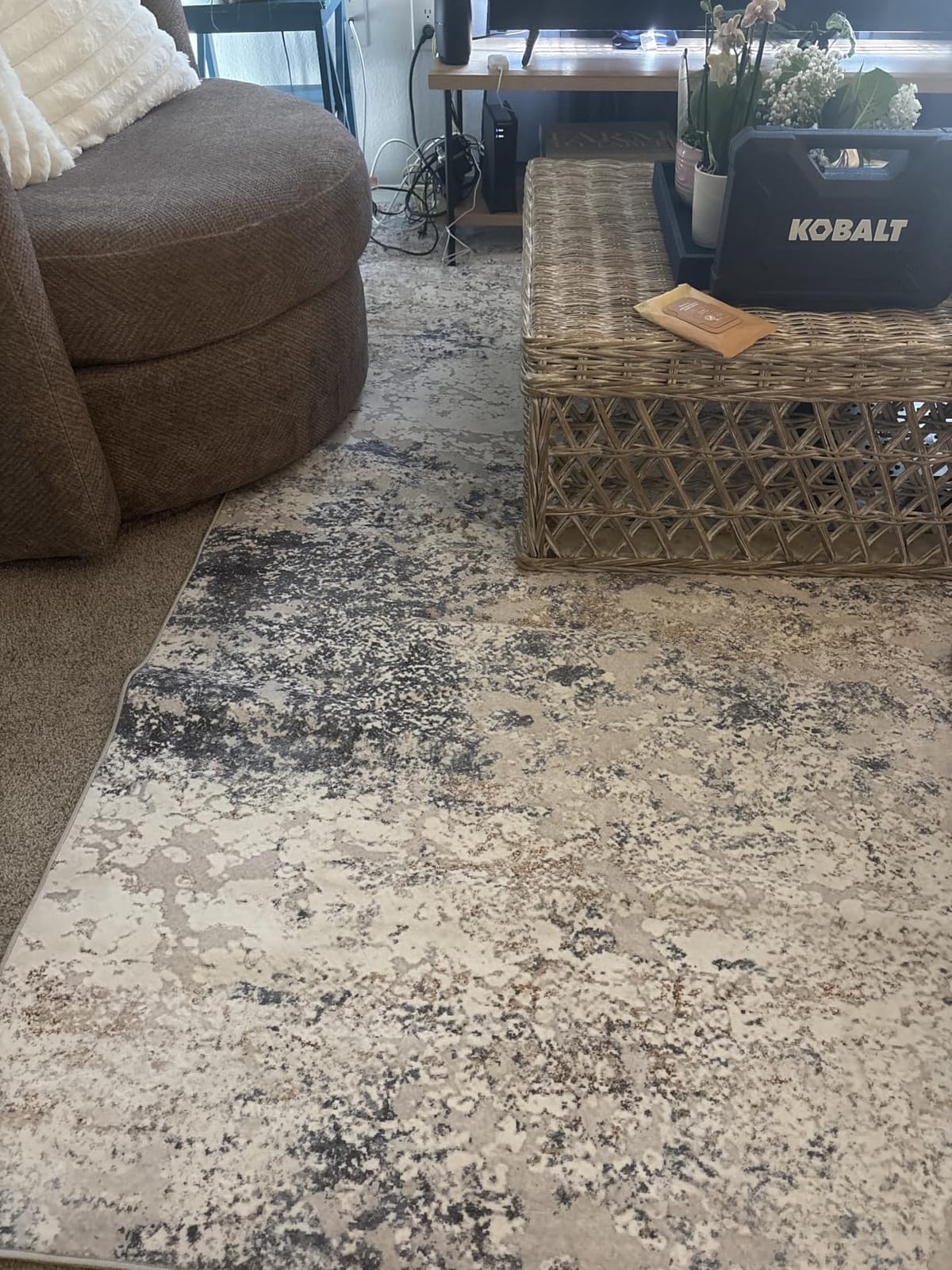 DMOYEST Area Rug Living Room Rugs 9x12 Washable Abstract Grey Carpet customer photo 1