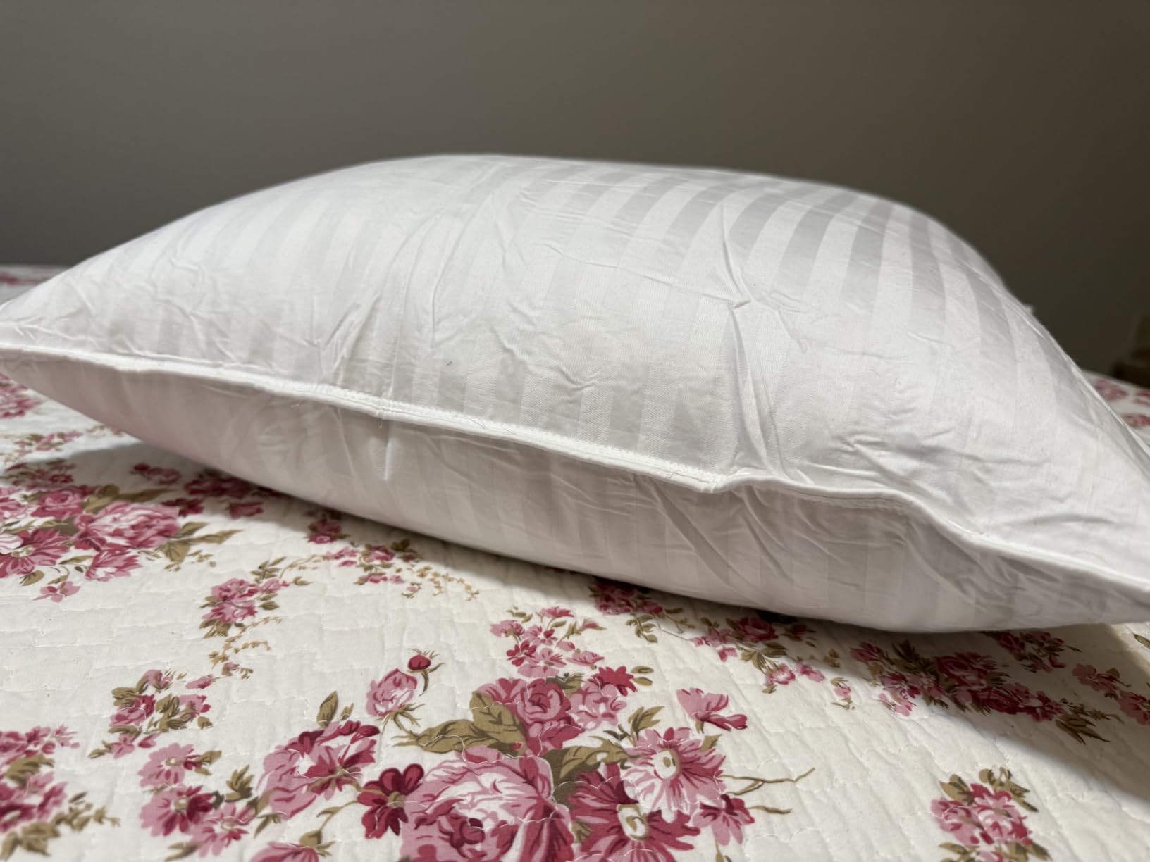 Goose Down Feather Soft Pillows One Pillow 100% Cotton Supportive Bed Pillow Stripe White Color Standard Size 20x26 inch customer photo 2