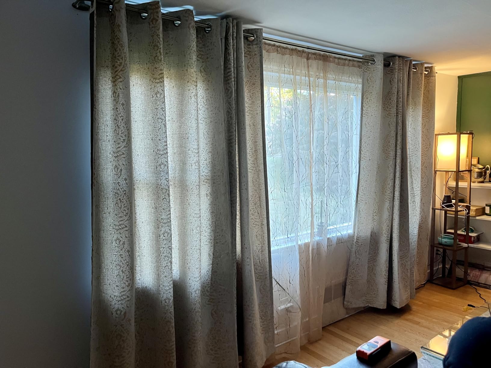Mrs.Naturall Taupe Pattern Curtains 63 Inch Length 2 Panel Set for Living Room, Semi Blackout Short Drapes for Bedroom, Jacquard Printed 50% Black Out Bay Window Curtains, 52x63 Inch Long customer photo 1
