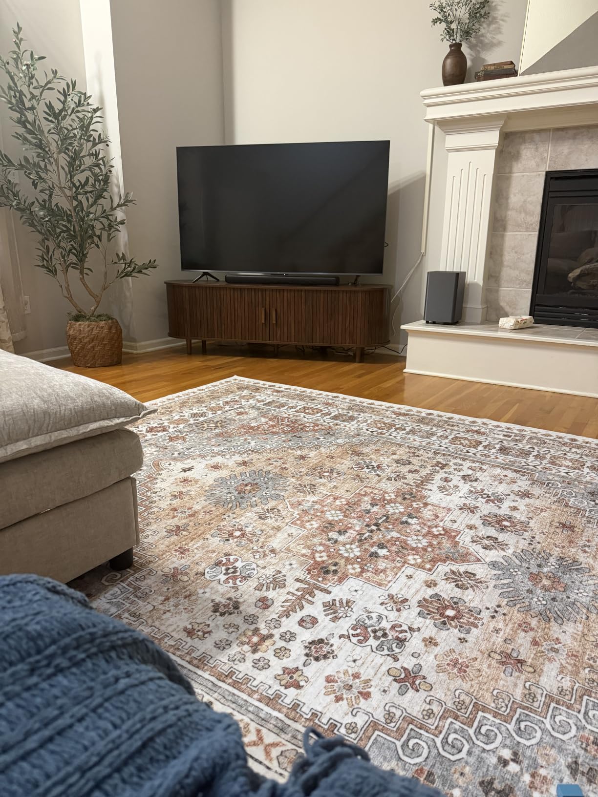 zesthome 8x10 Area Rugs for Living Room,Large Washable Rug,Orange | Rugs for Bedroom,Dining Room,Office,Low Pile,Soft, Vintage Rug,Stain Resistant Indoor Carpet,Non Slip,Home Decor customer photo 1