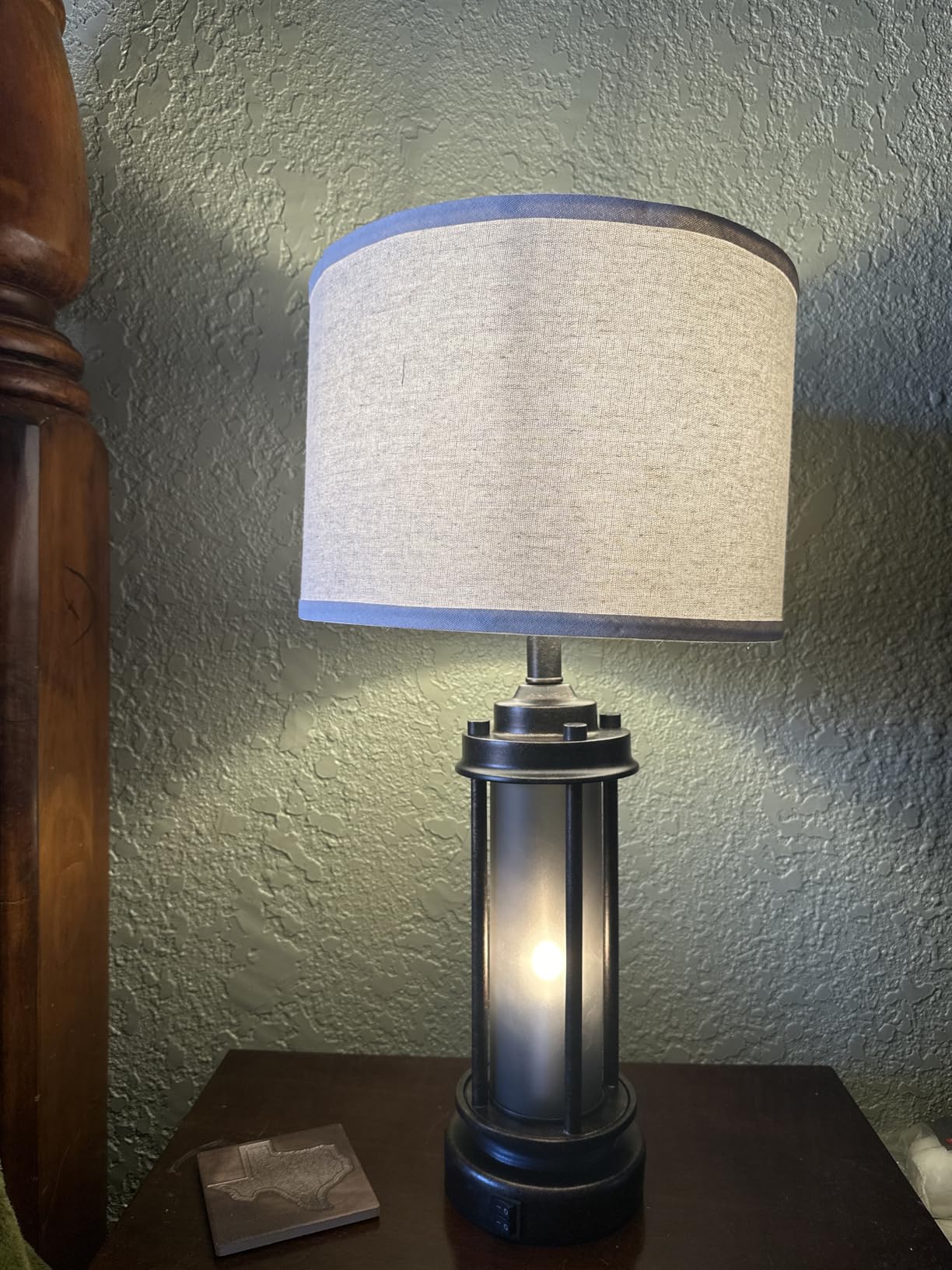 AIEAMPDO Set of 2 Farmhouse Table Lamps for Living Room with USB C+A Ports | Rustic Vintage Bedroom Nightstand Lamp, Built-In Frosted Glass Night Light for End Table Entryway, 4 Bulbs Included (Bronze) customer photo 1