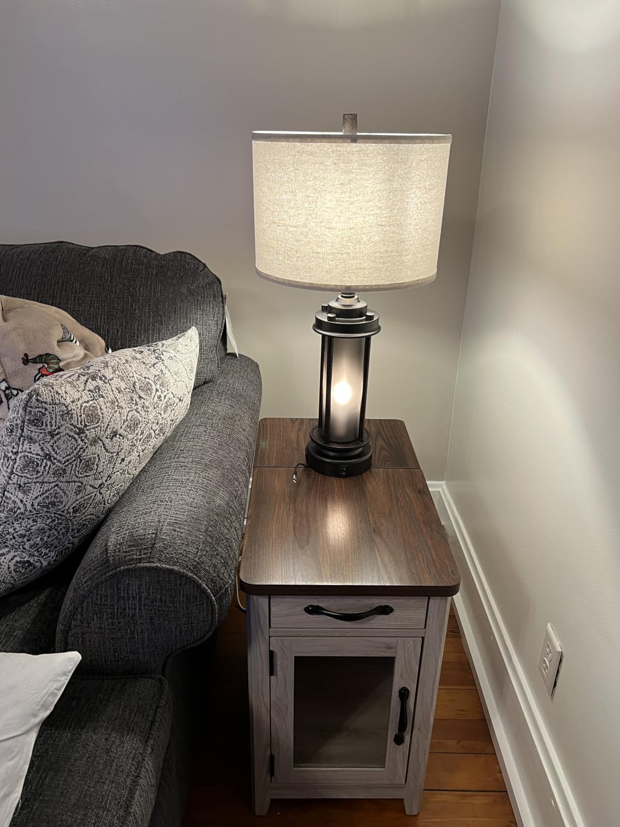 AIEAMPDO Set of 2 Farmhouse Table Lamps for Living Room with USB C+A Ports | Rustic Vintage Bedroom Nightstand Lamp, Built-In Frosted Glass Night Light for End Table Entryway, 4 Bulbs Included (Bronze) customer photo 2