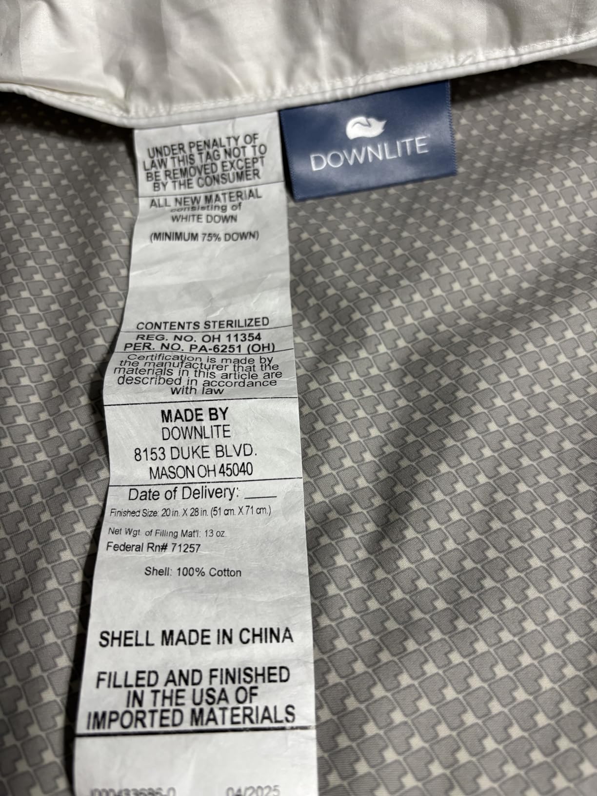 DOWNLITE Down Extra Thin, Flat & Soft Pillow for Stomach Sleepers (Hypoallergenic) (Standard/Queen) customer photo 2