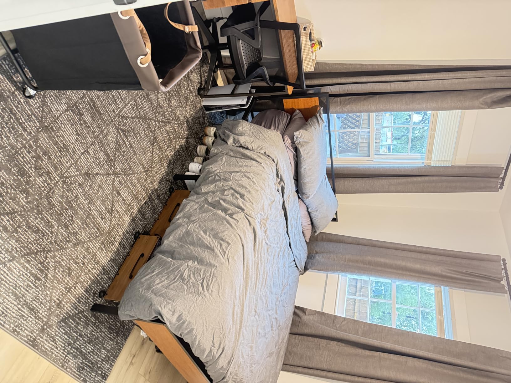 SHA CERLIN Full Size Bed Frame, Wooden Headboard and Footboard, Black Oak customer photo 2