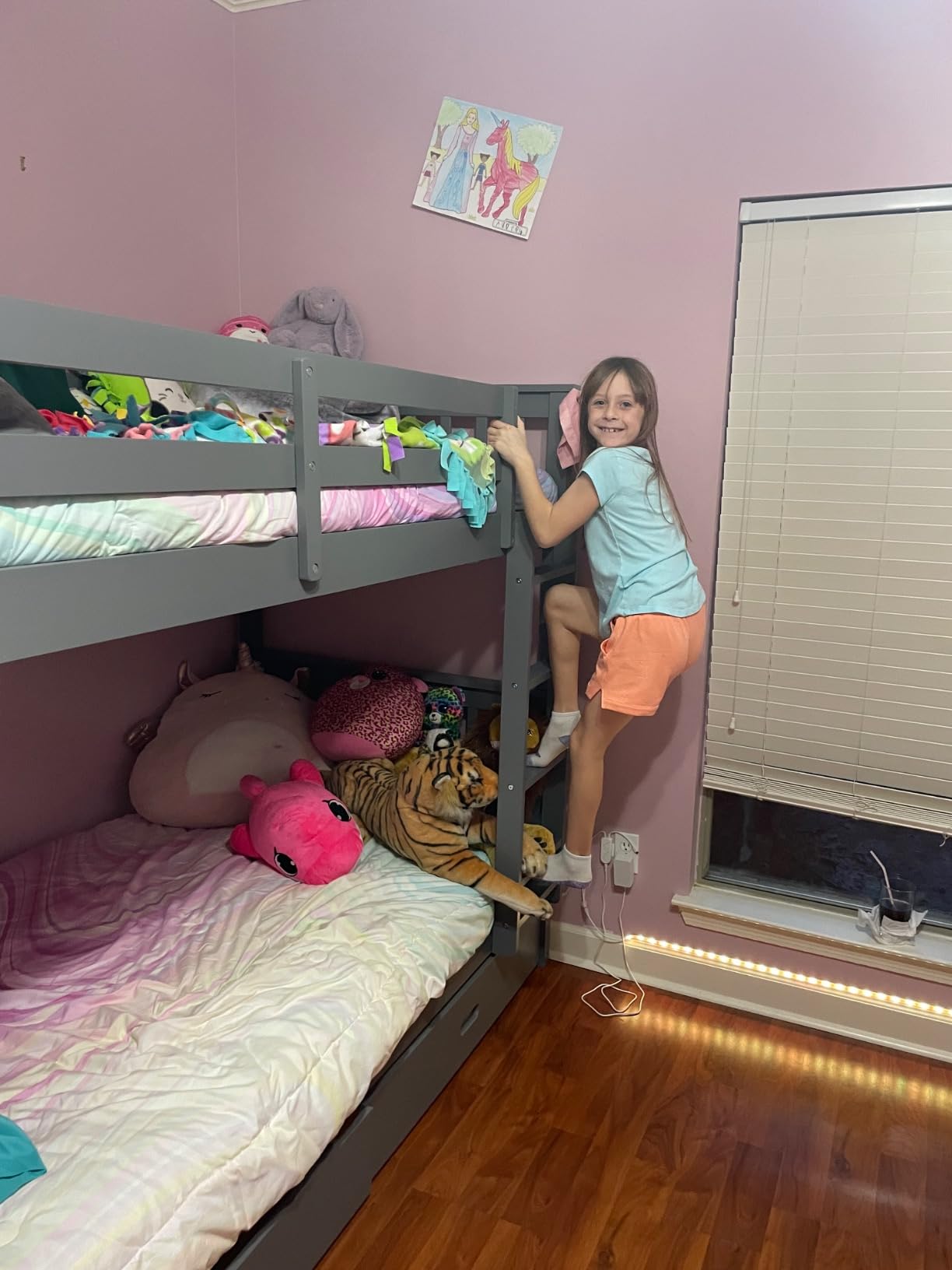 Merax Wood Bunk Bed with Drawers,Convertible Wood Bunk Bed with Ladders and Two Storage Drawers,Solid Wood Detachable Bed Frame with Ladders,Twin Over Full Size,Grey customer photo 1