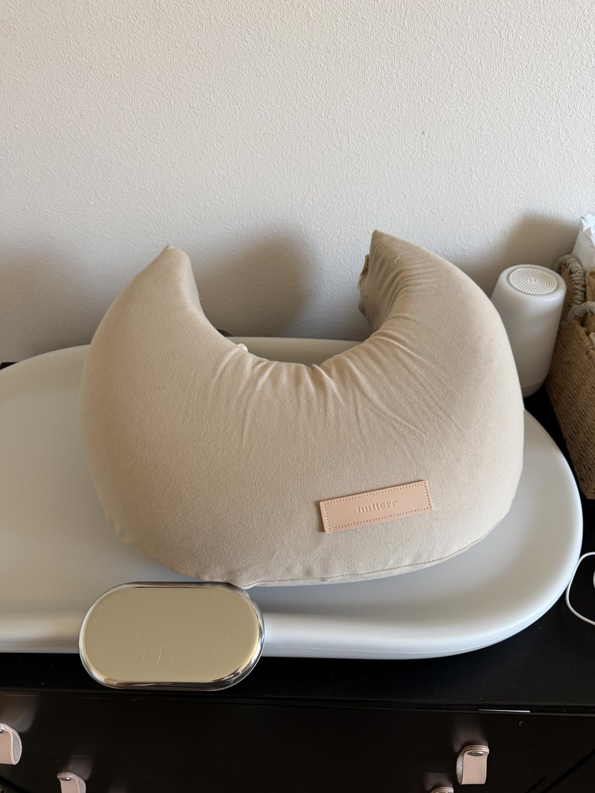Natural Breastfeeding Pillow, Nursing and Posture Support, Plant Based Cushion with Organic Cotton Removable Cover (Wheat) customer photo 1