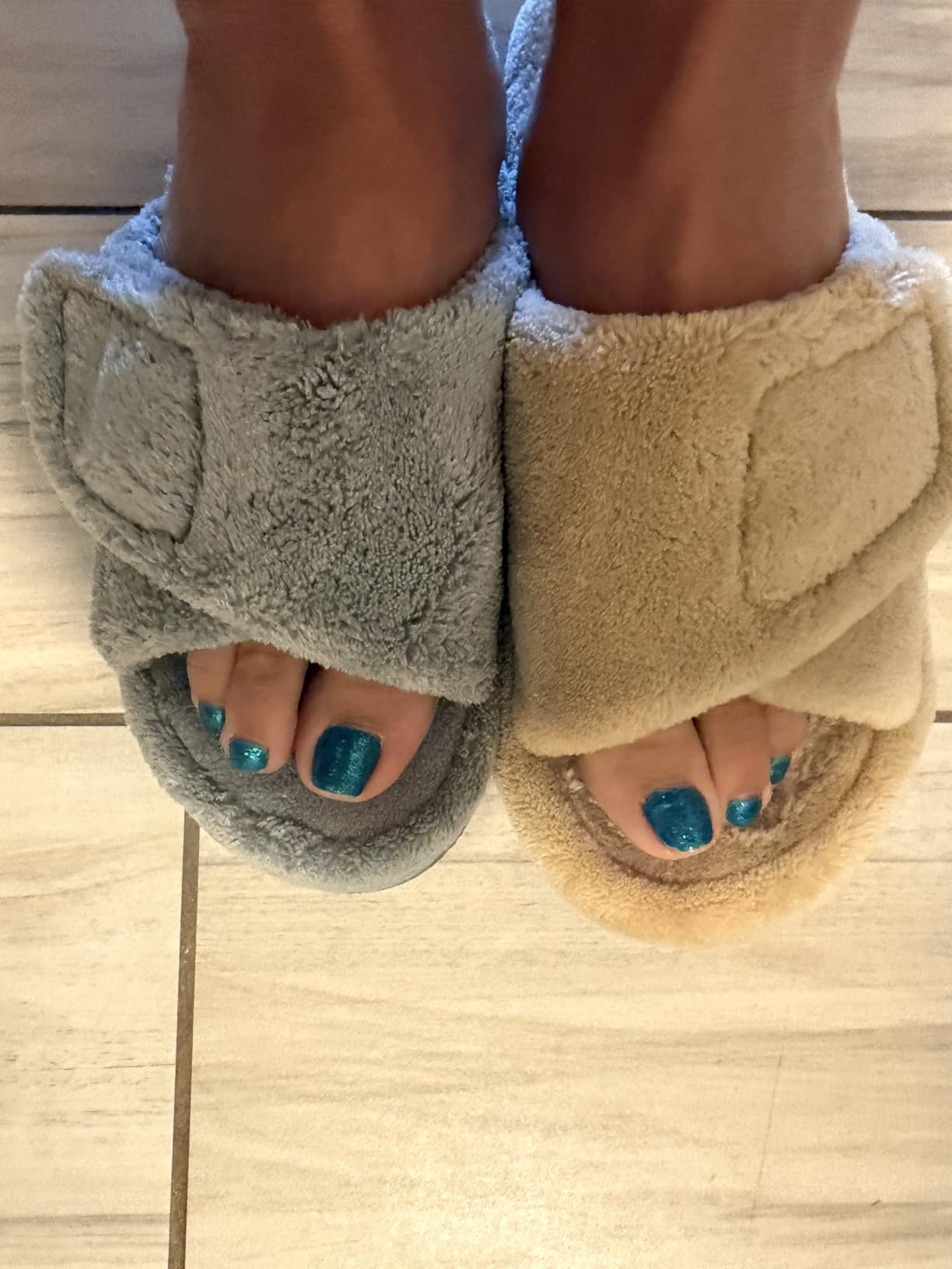 GRITHEIM Women's Orthotic Arch Support Slippers Fuzzy Adjustable Orthopedic Slippers for Plantar Fasciitis Furry Slide for Ladies customer photo 1