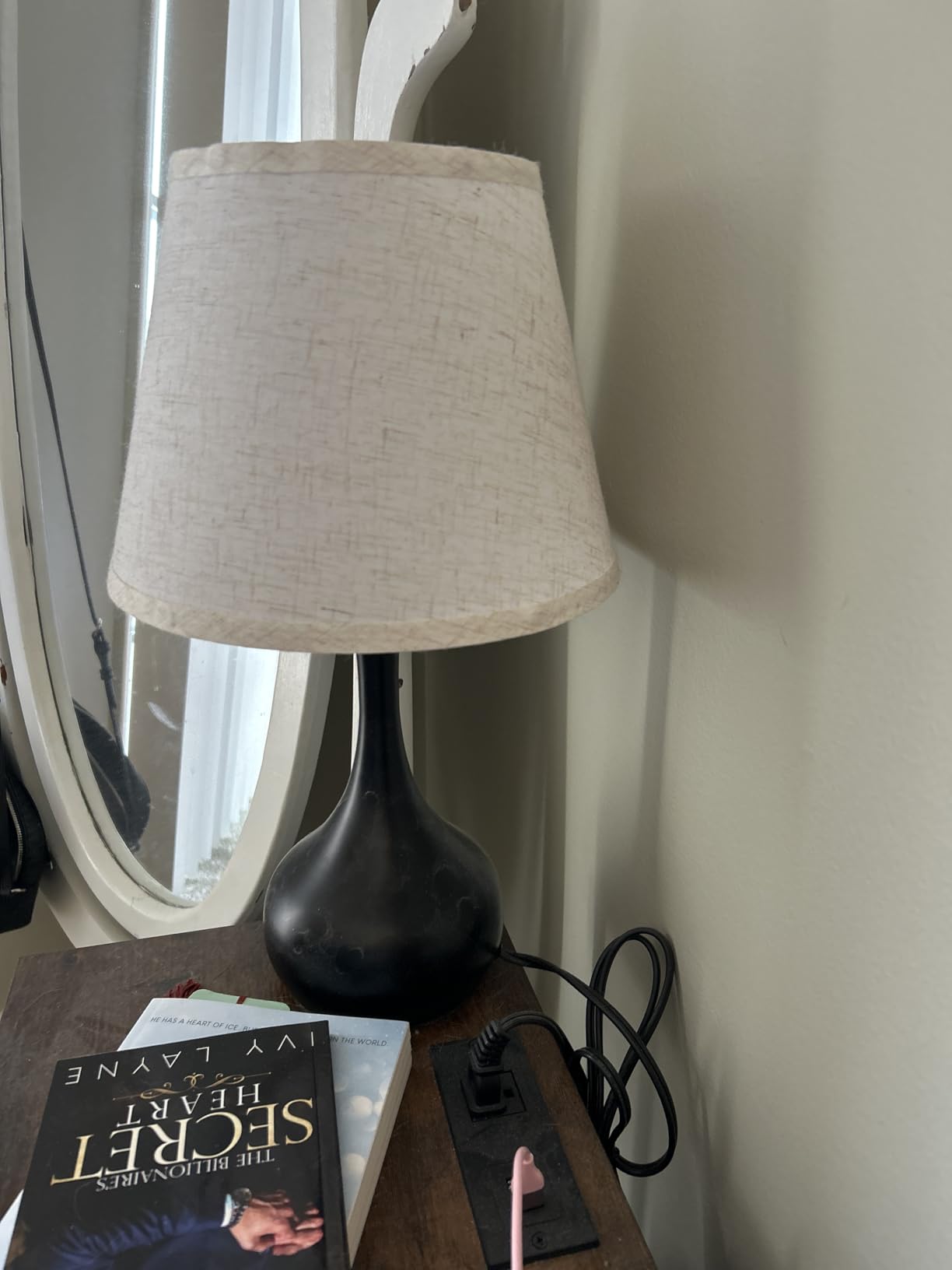 ONEWISH Touch Bedside Lamp, Farmhouse 3-Way Dimmable Table Lamps for Nightstand with Fabric Shade, 17.32'' Desk Lamp for Reading, Bedroom, Livingroom, Office customer photo 2