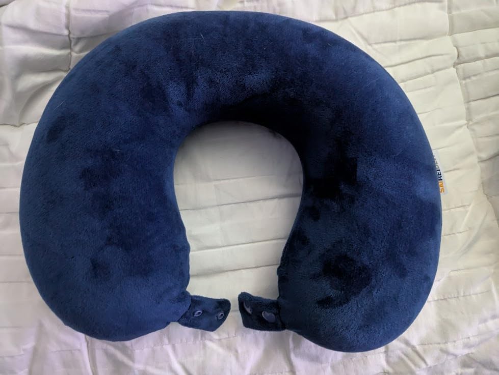 SAIREIDER Travel Pillow 100% Pure Memory Foam Travel Neck Pillow, Airplane Pillow for Traveling、Car、Home、Office,Washable Cover(Black) customer photo 2