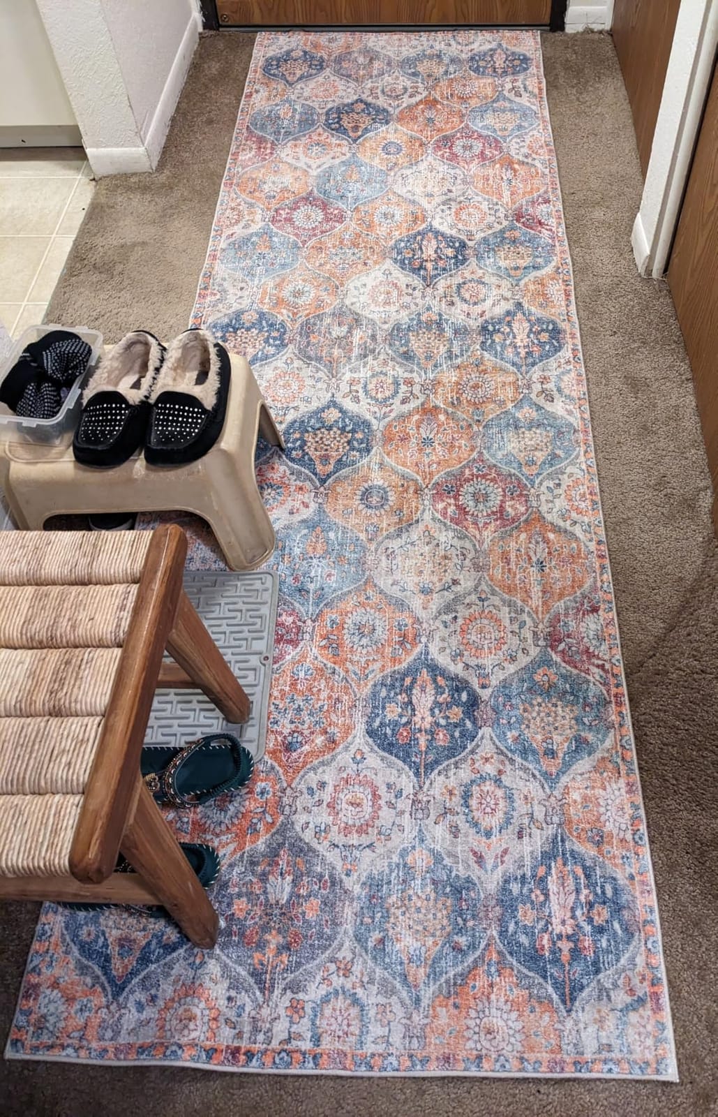 Lahome Moroccan 5x8 Area Rug, Washable Rugs for Living Room Bedroom | Ultra-Thin Soft Large Oriental Non-Slip Non Shedding Throw Carpet for Dining Room Office Elise, Cream/Multi customer photo 1