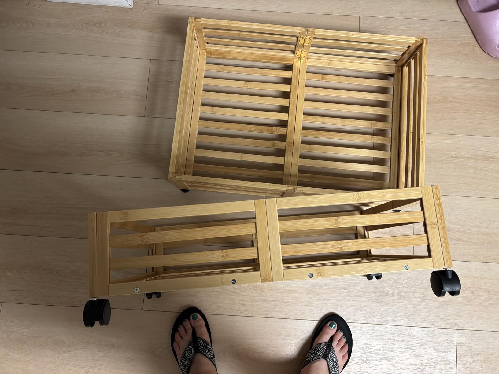 Bamboo Under Bed Storage with Wheels Rolling Underbed Drawer with Lids customer photo 2