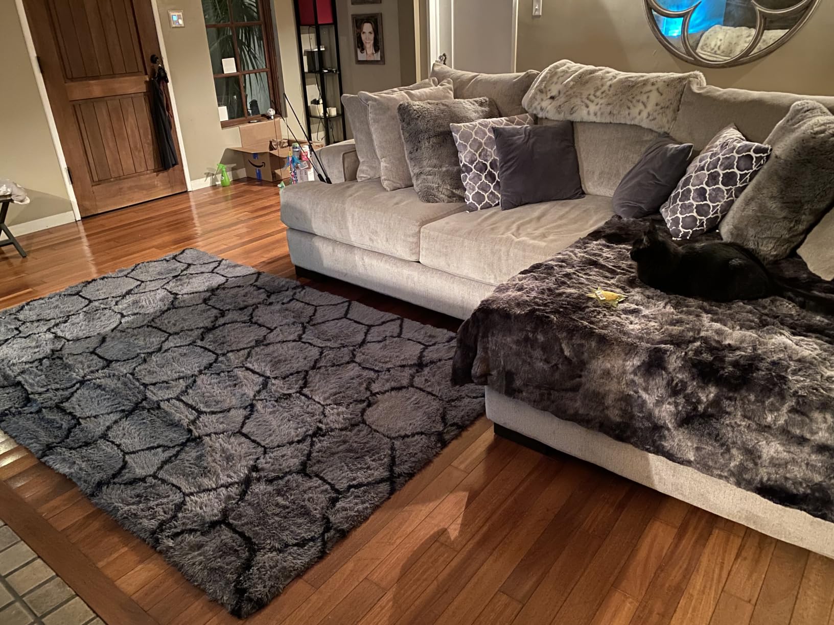 8x10 Fluffy Area Rugs for Living Room,Black Large Shag Area Rug for Bedroom customer photo 2