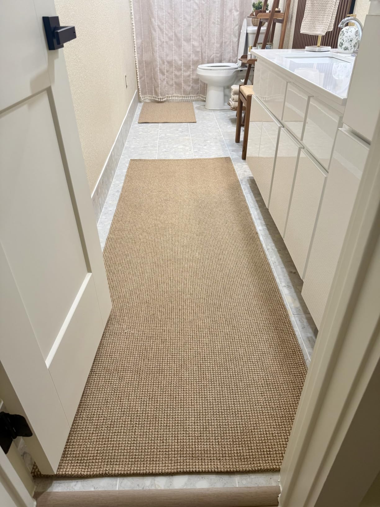 EARTHALL Woven Runner Rug 2x5 Ft Washable Runners for Hallways Cotton Non Slip Rubber Backed Kitchen Runner Braided Indoor Floor Carpet for Entryway, Hallway, Kitchen, Bedroom, Orange/Tan/Brown customer photo 2