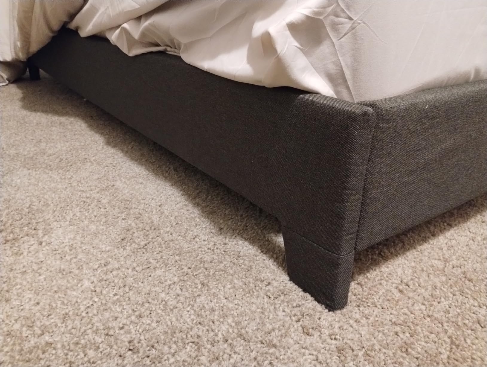 Allewie King Size Upholstered Bed Frame Adjustable Headboard, Beige customer photo 2