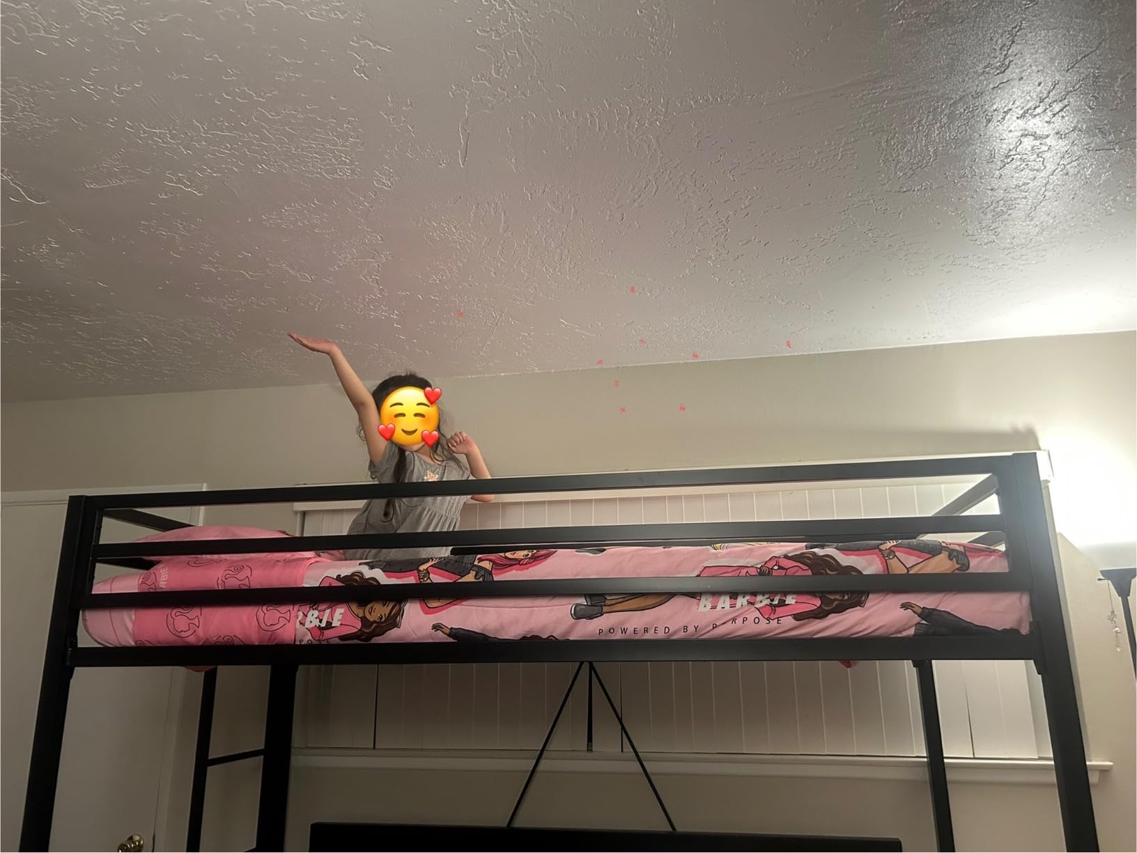 ikalido Metal Loft Bed Twin Size with Safety Guardrail & Ladder,Cream White customer photo 2