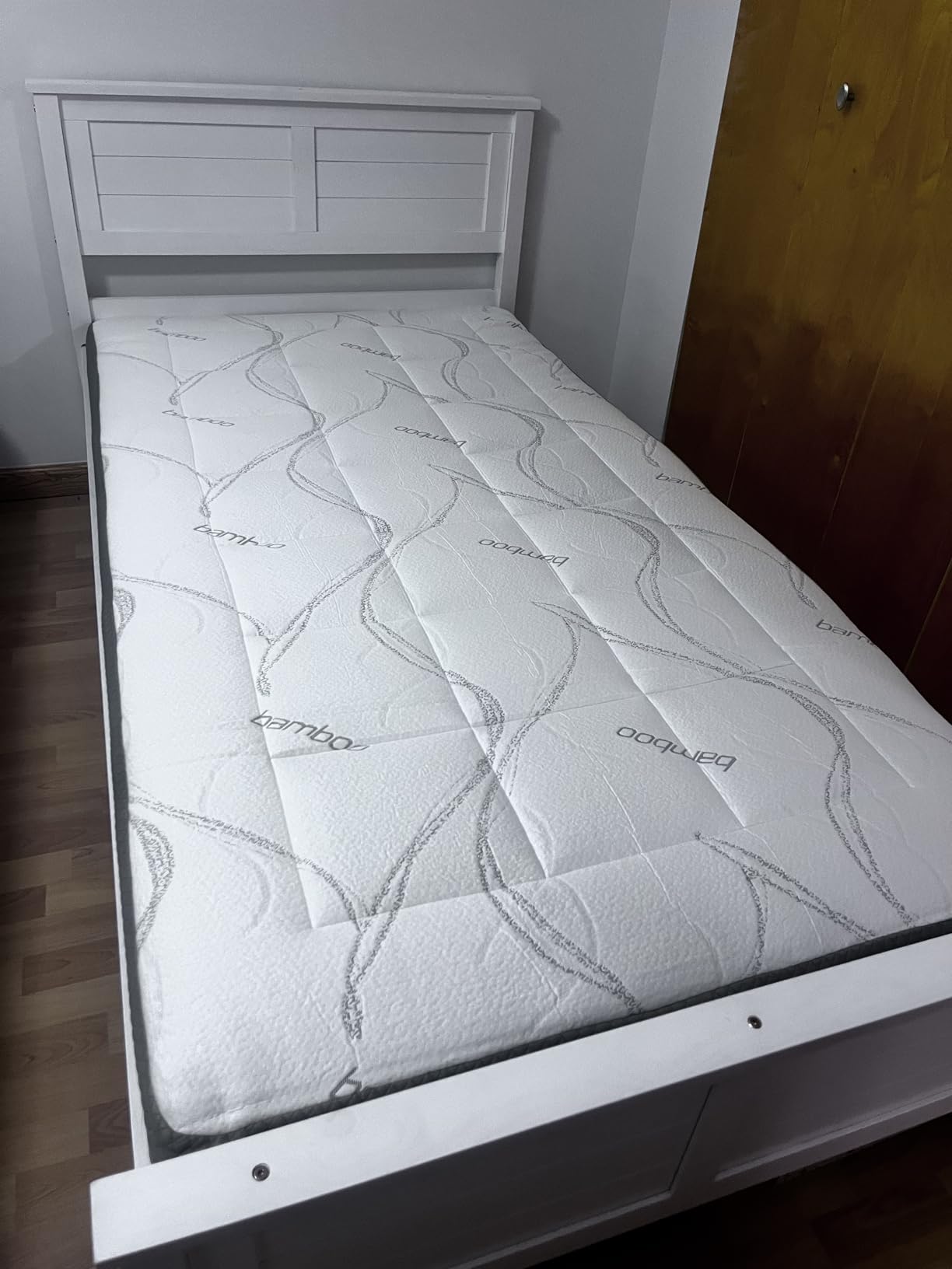 KOMFOTT Full Size Wood Bed Frame with 2 Storage Drawers, Mid Century Platform Bed Frame with Headboard, Sturdy Wooden Slats Support, Modern Mattress Foundation, No Box Spring Required, Easy Assembly customer photo 2