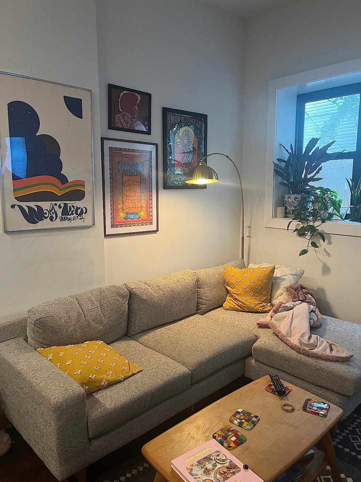 Arc Floor Lamp, Black Industrial Adjustable Over the Couch Stand Up Light customer photo 2