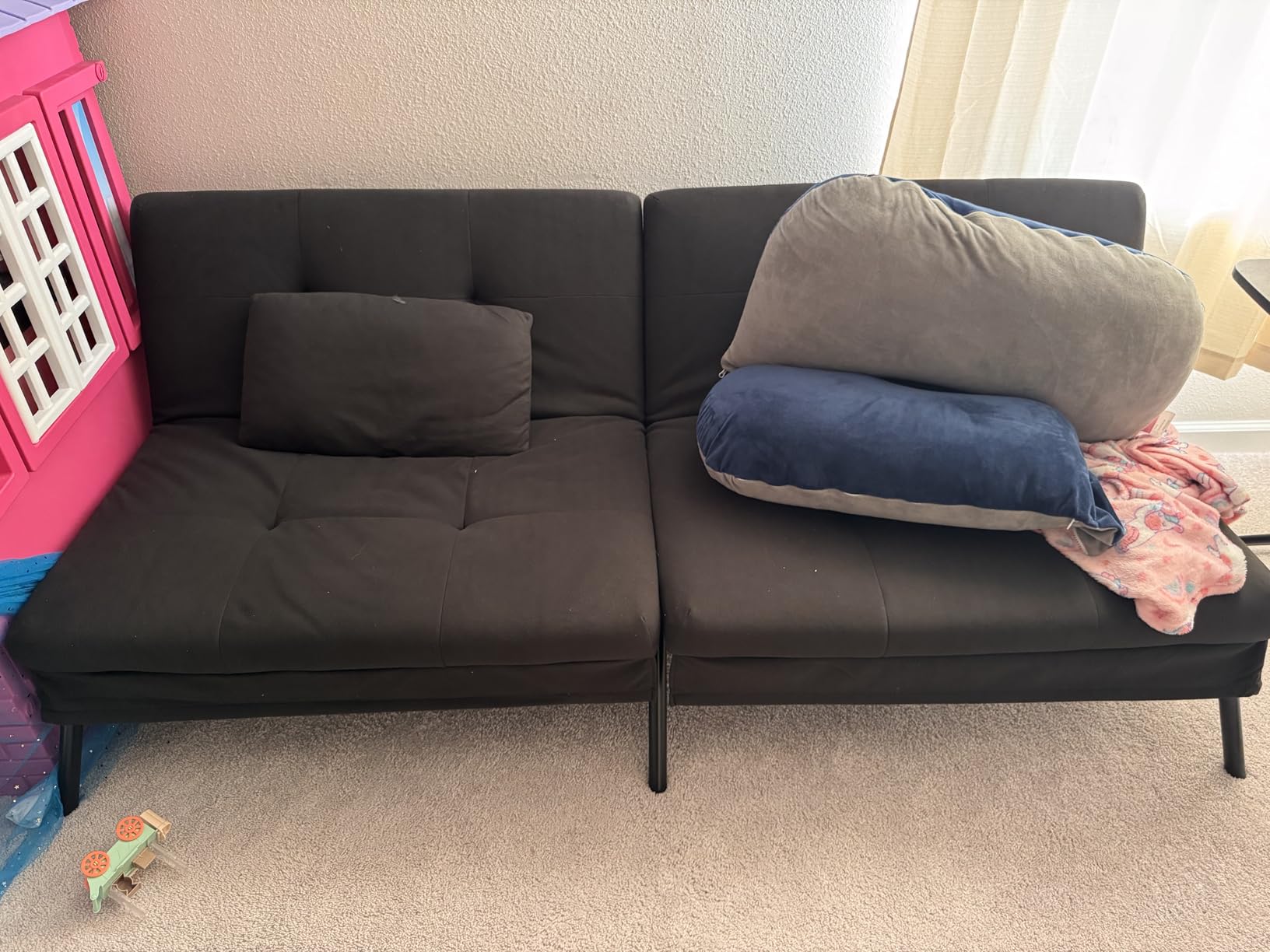 COMHOMA 72″ Convertible Futon Sofa Bed, Adjustable Backrest, Black customer photo 2