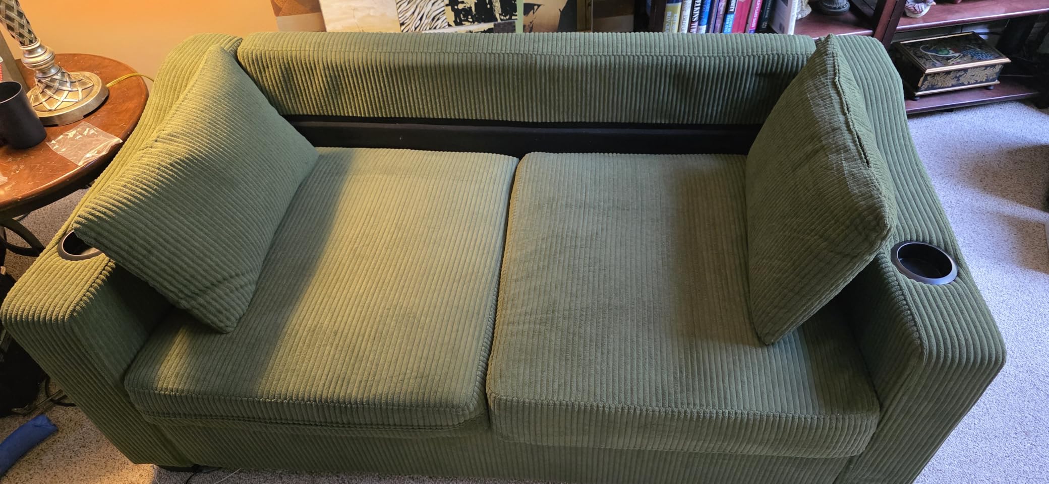 Full Size Pull Out Sleeper Sofa Bed, Pullout Loveseat Couch Bed, Beige customer photo 2