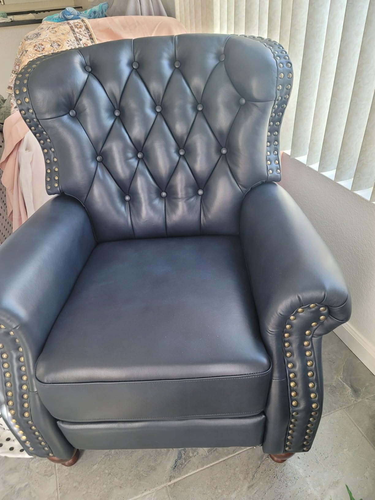 HULALA HOME Genuine Leather Recliner with Button Tufted Design, Camel customer photo 2
