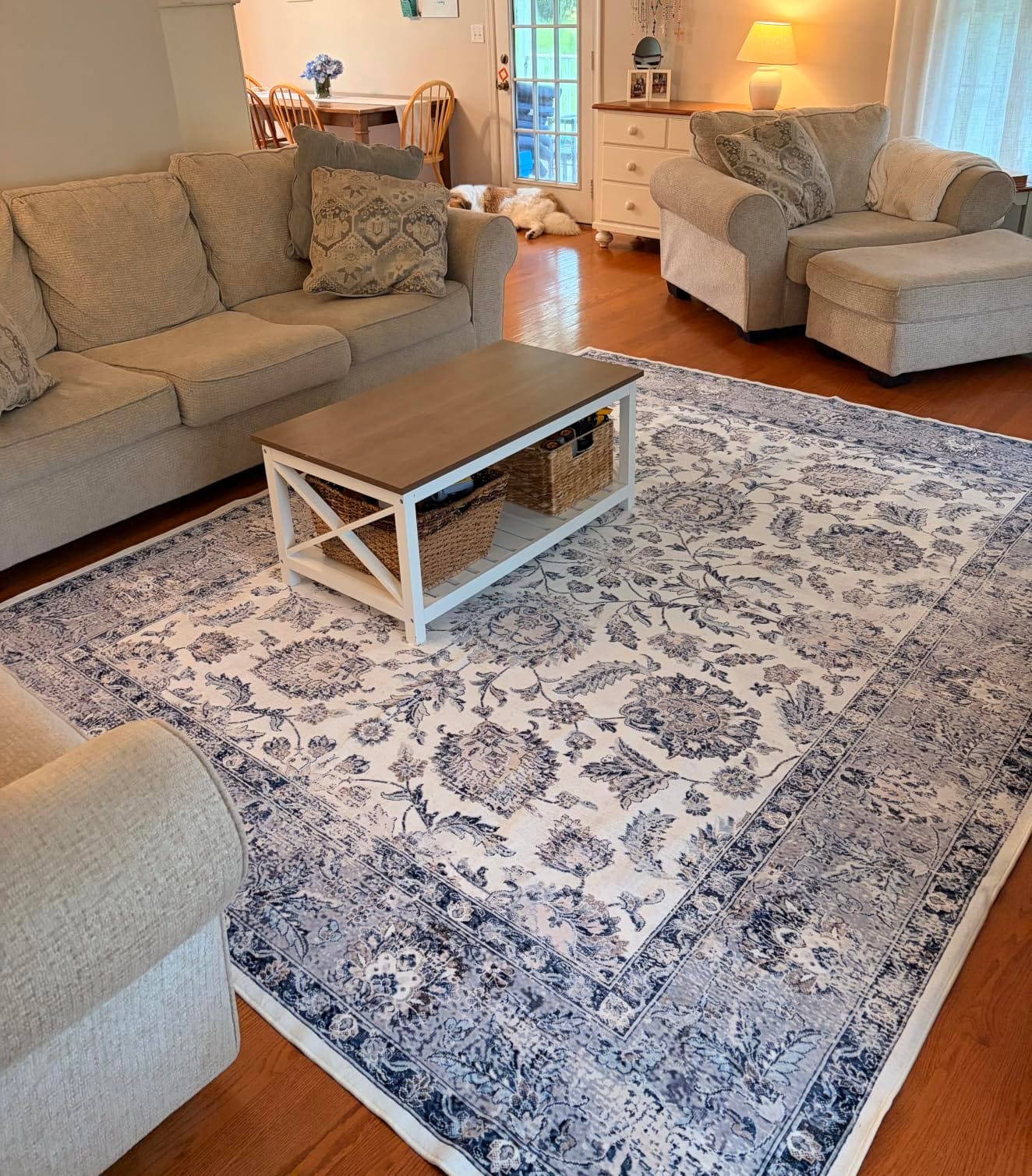 CHAMPLANT Washable Area Rug Vintage 6'x9' Light Traditional Floor Cover Thin Rug Retro Kitchen Indoor Distressed Non Slip Carpet Floral Print Mat Living Room Bedroom Dining Room customer photo 1