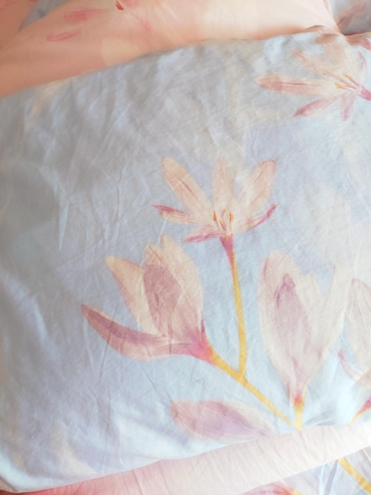 SAPHREAS Blue Floral Duvet Cover Set 3pcs Queen Size Botanical Flower White Bedding Comforter Cover Set 100% Cotton 1 Duvet Cover 90