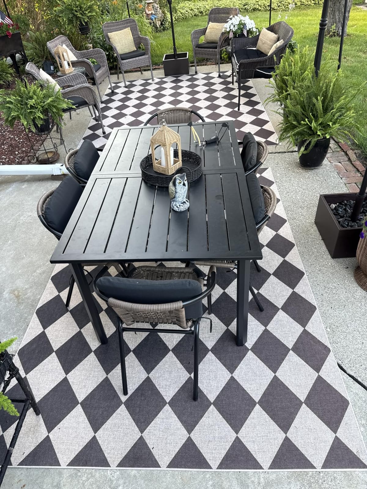 Lahome Checkered Easy Jute 5x7 Area Rugs, Washable Outdoor Patio Rug for Living Room Diamond Indoor Outdoor Carpet, Farmhouse Geometric Non Slip Black Carpet for Backyard Dining Room customer photo 1