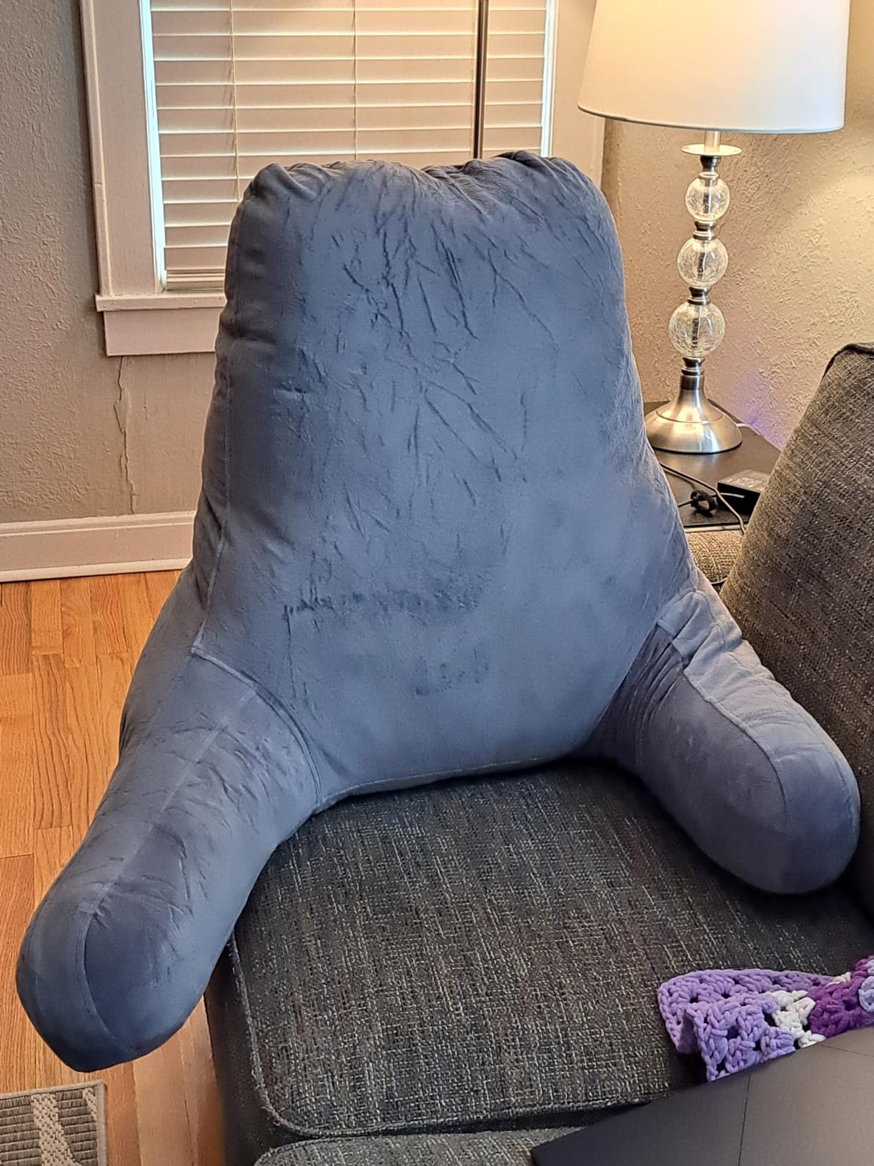 Sasttie Reading Pillow for Bed, Back Pillow for Sitting Up, Dark Grey customer photo 1