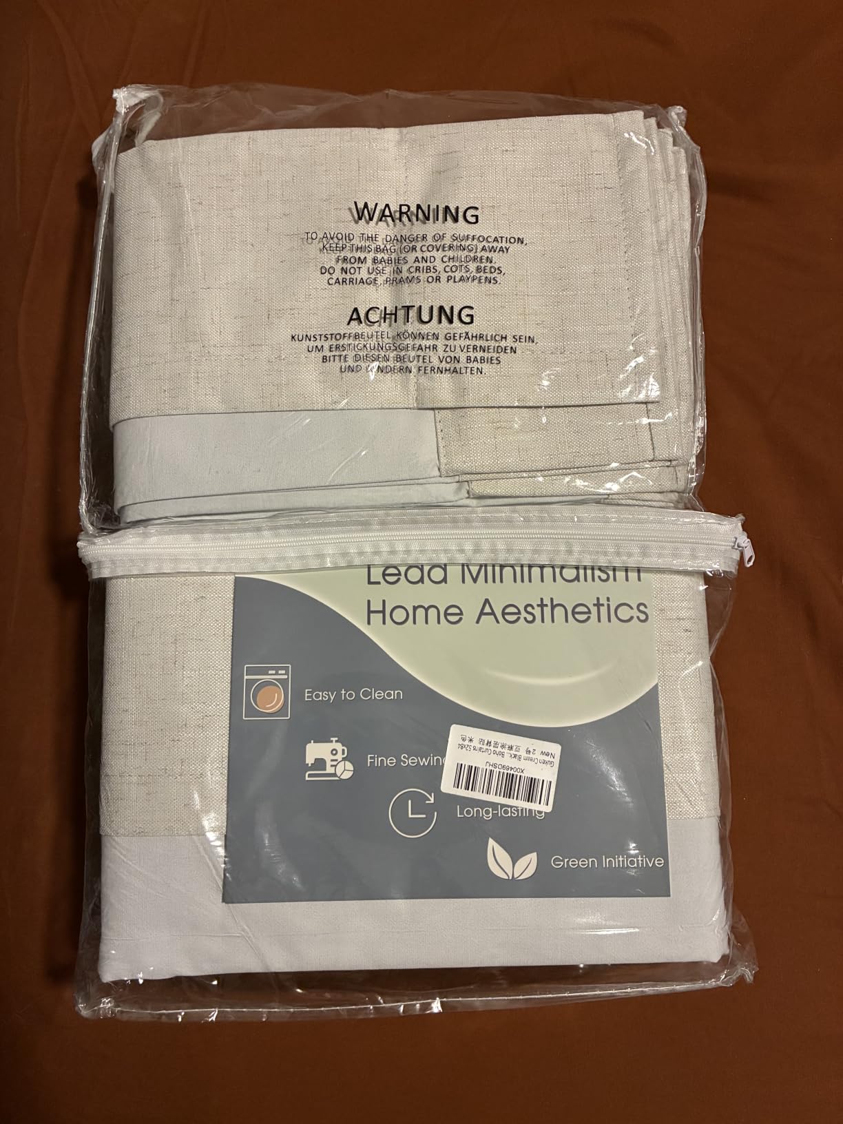 Guken 100% Blackout Linen Curtains 96 Inch Long for Bedroom 2 Panels Cream customer photo 2