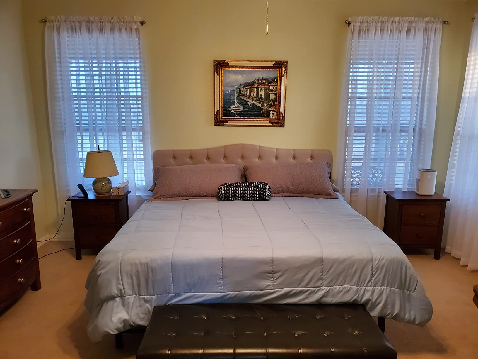 Rosevera Givanna Adjustable Height Headboard with Linen Upholstery and Button Tufting for Bedroom, King, Classic Beige customer photo 2