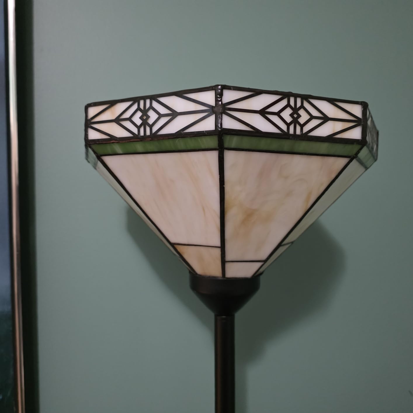 Floor Lamp with Stained Glass Shade, Vintage Style Torchiere Standing Lamp, Tall Pole Lamp with Foot Switch, Mid Century Modern Decorative Corner Light for Living Room Bedroom Home Office(E26 Base) customer photo 2