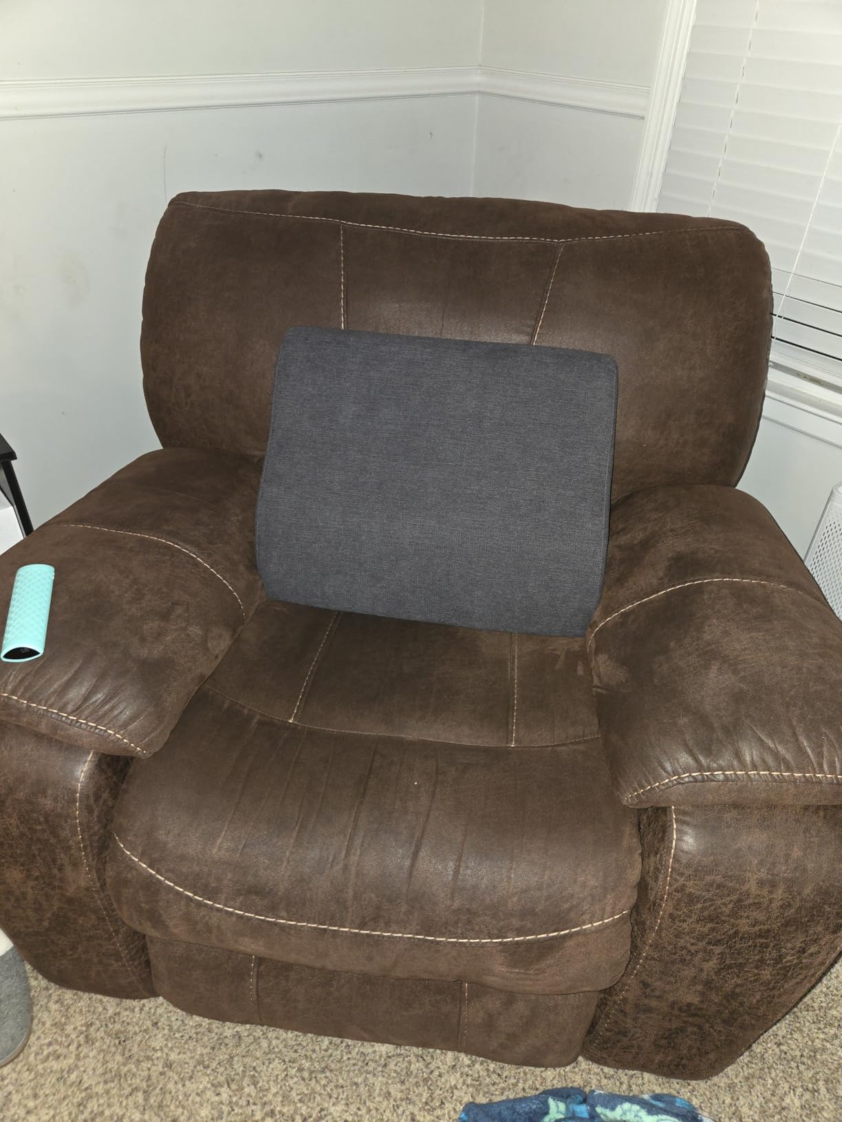 Back Support Pillow for Recliner Dual Layer Lumbar Support Pillow with Gel Memory Foam Ergonomic Orthopedic Couch Lumbar Cushions for Elderly Lower Back Pain Relief Washable Cover Brown customer photo 1