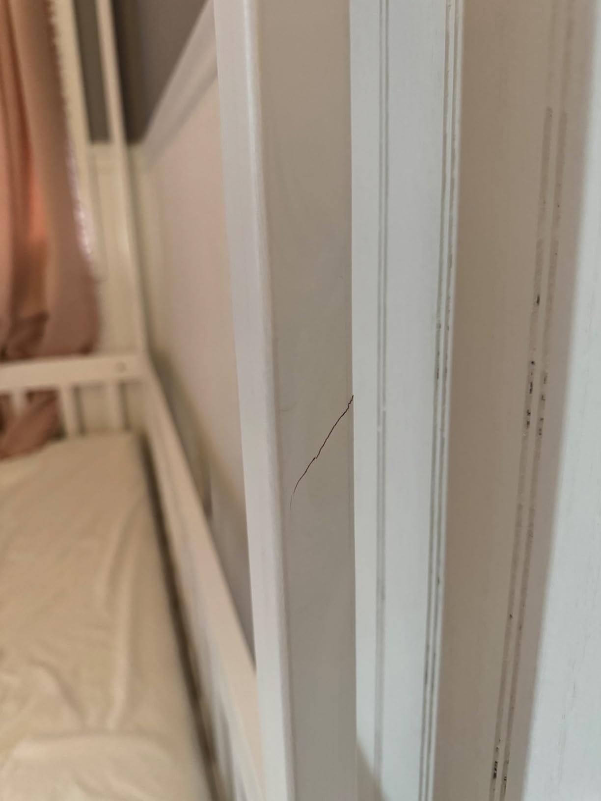 Full Size Canopy Bed Frame with Guardrails for Kids,Floor Bed Full with Four Poster Design,Kids Montessori Floor Bed,Wood Canopy Bed Frame for Girls,Boys(Full,White) customer photo 2